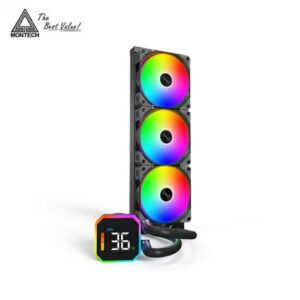 MONTECH HyperFlow Digital 360 黑 (360mm/預安裝設計/ARGB燈光/內建數位顯示器/12cm風扇*3/六年保固)