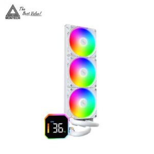 MONTECH HyperFlow Digital 360 白 (360mm/預安裝設計/ARGB燈光/內建數位顯示器/12cm風扇*3/六年保固)