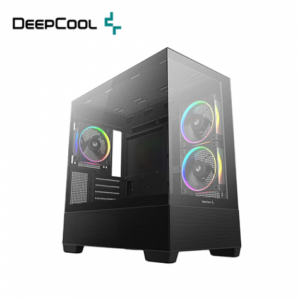 DEEPCOOL CG380 3F 黑 全景玻璃機殼 (M-ATX/Type-C/內建風扇側2後1/無A柱/支援背插主板/顯卡410mm/塔散176mm)