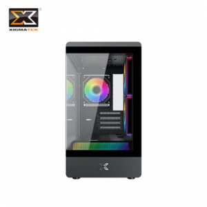 Xigmatek 富鈞科技 PURA ML 黑 全景玻璃機殼 (M-ATX/Type-C/內建風扇側2後1/ARGB燈光/斜角切面RGB像素燈/顯卡280mm/塔散175mm)