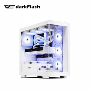 darkFlash DS900G 白 全景玻璃機殼 (ATX/Type-C/內建風扇側3後1/曲面玻璃/內附顯卡支架/ARGB燈光/顯卡425mm/塔散170mm)