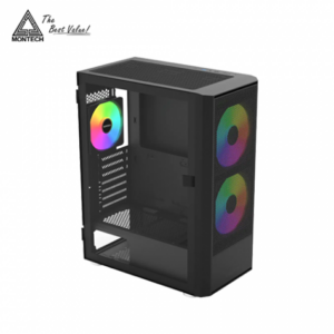 MONTECH X2 Plus 黑 玻璃透側機殼 (ATX/Type-C/內建風扇前2後1/ARGB風扇/網孔面板/顯卡305mm/塔散160mm)