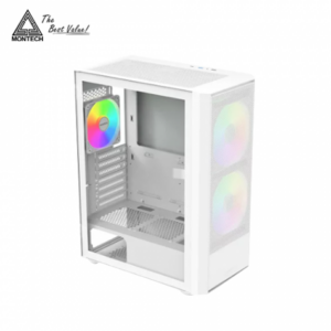 MONTECH X2 Plus 白 玻璃透側機殼 (ATX/Type-C/內建風扇前2後1/ARGB風扇/網孔面板/顯卡305mm/塔散160mm)
