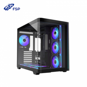 全漢 M580 PRO 黑 全景玻璃機殼 (ATX/Type-C/內建風扇側3下3後1/支援背插主板/ARGB無限鏡風扇/數位螢幕風扇/曲面環景玻璃/顯卡445mm/塔散160mm)