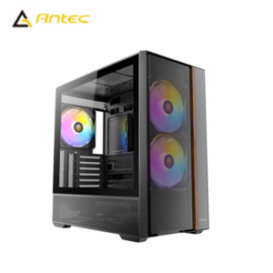Antec 安鈦克 FLUX REAR 黑 玻璃透側機殼 (ATX/Type-C/內建風扇前2後1下2/支援背插主板/胡桃木設計/網孔面板/顯卡400mm/塔散180mm)