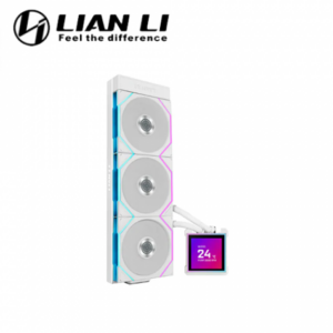 聯力 Hydroshift II LCD-S 360TL 白 (360mm/3.4″LCD水冷頭/磁吸式熱插拔顯示器/TL無線風扇+控制器/側裝式水冷管/六年保固)