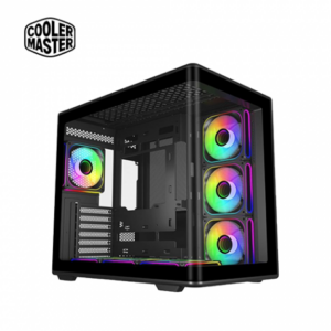 酷碼 Elite 600 黑 全景玻璃機殼 (ATX/Type-C/內建風扇底3側3後1/ARGB燈光/雙艙設計/曲面玻璃/顯卡425mm/塔散160mm)