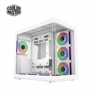 酷碼 Elite 600 白 全景玻璃機殼 (ATX/Type-C/內建風扇底3側3後1/ARGB燈光/雙艙設計/曲面玻璃/顯卡425mm/塔散160mm)