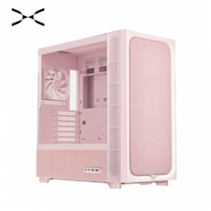 TRYX FLOVA F50 粉 玻璃透測機殼 (ATX/Type-C/垂直灌流風機/三段轉速模式/支援背插主板(ATX)/顯卡360mm/塔散170mm)