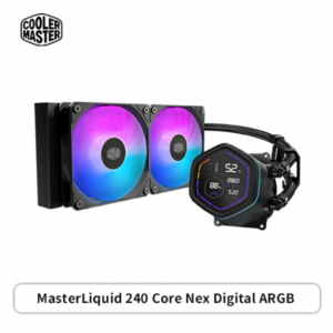 酷碼 MasterLiquid 240 Core Nex Digital ARGB 黑 (240mm/雙腔式冷頭/數位顯示/12cm風扇*2/五年保)-MLX-D24M-A18PA-RD-專