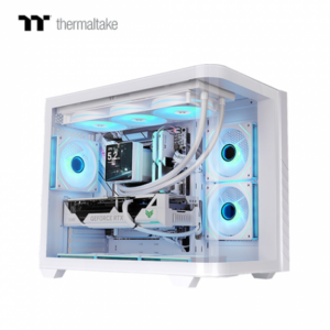 曜越 Vision 330 CR ARGB 白 全景玻璃機殼 (ATX/Type-C/內建風扇側2下3後1/支援背插主板/曲面環景玻璃/磁吸濾網/顯卡420mm/塔散175mm)