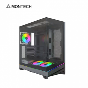 MONTECH SKY 3 黑色 全景玻璃機殼 (ATX/Type-C/內建風扇底2後1/無A柱/顯卡445mm/塔散185mm)