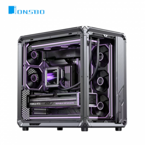 JONSBO 喬思伯 X400 Pro 鈦灰 鋁合金 玻璃機殼 (ATX/Type-C/強化玻璃/雙艙設計/支援背插主板/主板導風罩/顯卡427mm/塔散176mm)