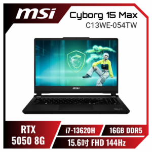 MSI Cyborg 15 Max C13WE-054TW 微星輕薄戰鬥電競筆電/i7-13620H/RTX5050 8G/16GB DDR5/512GB PCIe/15.6吋 FHD 144Hz/W11