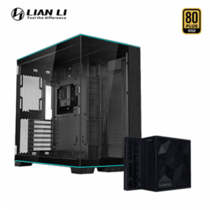 聯力 O11 Dynamic EVO RGB 黑 全景玻璃機殼 (E-ATX/Type-C/ARGB燈條/全景玻璃/顯卡455.7mm/塔散167mm)+聯力 EDGE 1200W GOLD 80+金牌