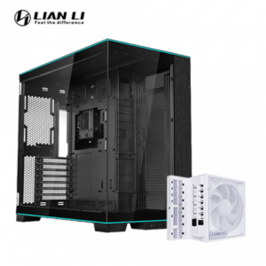 聯力 O11 Dynamic EVO RGB 黑 全景玻璃機殼 (E-ATX/Type-C/ARGB燈條/全景玻璃/顯卡455.7mm/塔散167mm)+聯力 EDGE 1200W GOLD 白 80+金牌