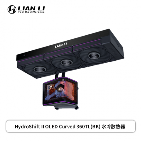 聯力 Hydroshift II OLED CURVED 360TL 黑 水冷 (360mm/TL FLEX風扇/曲面6.67吋OLED水冷頭/磁吸式熱插拔顯示器/高性能幫浦/六年保固)