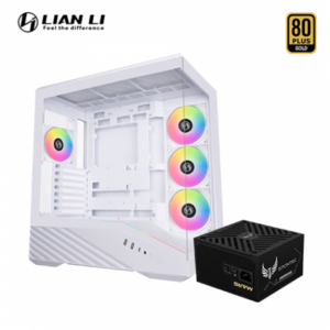 聯力 V100R 白 全景玻璃機殼 (ATX/Type-C/內建風扇側3後1/支援背插主板/內附顯卡支撐架/顯卡415mm/塔散180mm)+EPONTEC MARS 750W (80+金牌/ATX3.1/全模組/全日系/十年保固/欣亞二年換新/海韻製造)