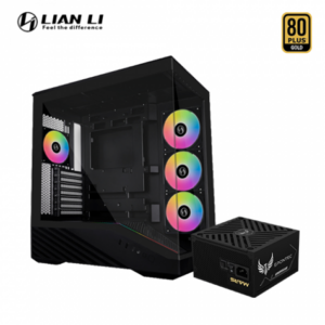聯力 V100R 黑 全景玻璃機殼 (ATX/Type-C/內建風扇側3後1/支援背插主板/內附顯卡支撐架/顯卡415mm/塔散180mm)+EPONTEC MARS 750W (80+金牌/ATX3.1/PCIe 5.1/智慧停轉/全模組/全日系/十年保固/欣亞二年換新/海韻製造)
