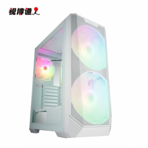視博通 SW002 幻彩男爵 白 玻璃透側機殼 (E-ATX/Type-C/內建風扇前2後1/顯卡345mm/塔散163mm)