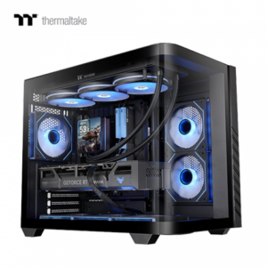 曜越 Vision 330 CR ARGB 黑 全景玻璃機殼 (ATX/Type-C/內建風扇側2下3後1/支援背插主板/曲面環景玻璃/磁吸濾網/顯卡420mm/塔散175mm)