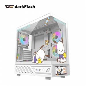 darkFlash DS950V 白《帕恰狗》全景玻璃聯名機殼 (ATX/Type-C/內建風扇側2下3後1/無A柱/數位顯示面板/ARGB燈光/顯卡400mm/塔散180mm)-限定版
