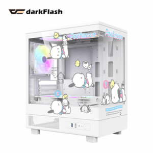 darkFlash MOTI Mini 《帕恰狗》玻璃透側聯名機殼 (M-ATX/頂部風扇*2+底部風扇*2+後面板風扇*1/顯卡300mm/塔散180mm)-限定版