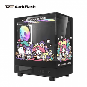 darkFlash MOTI Mini 《酷洛米》玻璃透側聯名機殼 黑色 (M-ATX/頂部風扇*2+底部風扇*2+後面板風扇*1/顯卡300mm/塔散180mm)-限定版