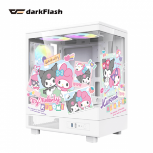 darkFlash MOTI Mini 《美樂蒂》玻璃透側聯名機殼 (M-ATX/頂部風扇*2+底部風扇*2+後面板風扇*1/顯卡300mm/塔散180mm)-限定版