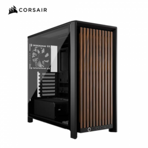 Corsair 海盜船 Frame 4000D 胡桃木黑 玻璃透側機殼 (E-ATX/Type-C/RS120 ARGB風扇*4/木質模組化/支援三個360mm水冷排安裝位/顯卡405mm/塔散160mm)