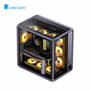 JONSBO 喬思伯 BO400 天窗全透鋁合金支架機殼 (ATX/Type-C/強化玻璃/無A柱/雙艙設計/鋁合金框架/支援背插主板/內附顯卡支架/顯卡435mm/塔散173mm)