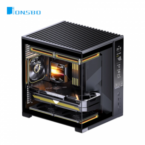 JONSBO 喬思伯 D34 黑 數位顯示桌面型海景機殼(M-ATX/Type-C/支援背插/數位監控/顯卡333mm/塔散165mm)