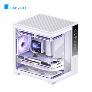 JONSBO 喬思伯 D34 白 數位顯示桌面型海景機殼(M-ATX/Type-C/支援背插/數位監控/顯卡333mm/塔散165mm)