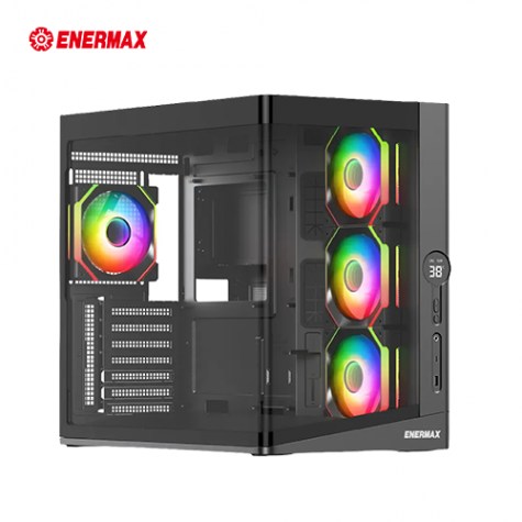 ENERMAX 保銳 Enclave A41 黑 機殼 (ATX/Type-C/內建ARGB風扇側3+後1/270度環景玻璃/數位智能螢幕/顯卡415mm/塔散160mm/1年保固)
